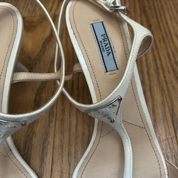 Prada White Kitten Heels Slingback Sandals - Picture 5 of 8